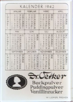 Dr. Oetker Kalenderspiegel 1942 Backpulver (2837)