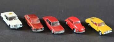 Schuco Lot 1972 five cars Ford, Mercedes, VW, Audi DieCast Models (1764)