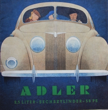 Adler 2,5 Litre Modelprogram 1938 Reuters-Drawing Carbrochure (4895)
