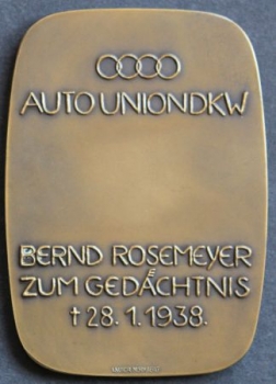 Bernd Rosemeyer 1938 Bronze-Gedächtnis Plakette in Box (1185)