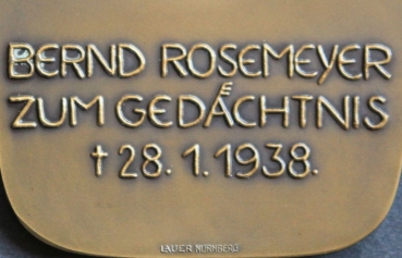 Bernd Rosemeyer 1938 Bronze-Gedächtnis Plakette in Box (1185)