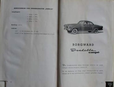 Borgward Isabella TS Coupe DeLuxe 1960 Boardmap with Ownermanual (3023)