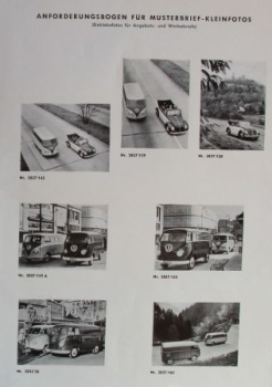 Volkswagen Advertisingsheeds 1955 "Anforderungsbogen für Musterbrief-Fotos" (3043)