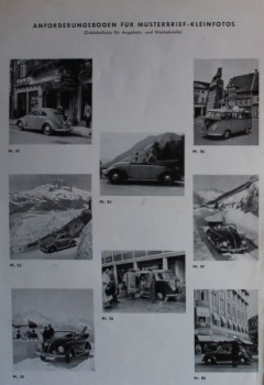 Volkswagen Advertisingsheeds 1955 "Anforderungsbogen für Musterbrief-Fotos" (3043)