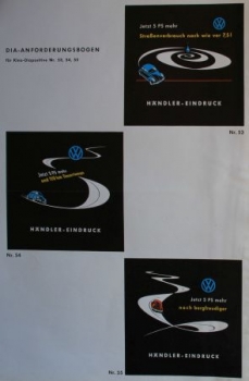 Volkswagen Advertisingsheeds 1954 "Anforderungsbogen für Kino-Diapositive" (3040)