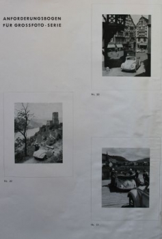 Volkswagen Advertisingsheeds 1956 "Anforderungsbogen für Grossfoto-Serie" (3039)