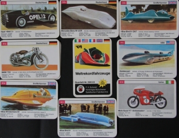 Schmid Spiele "Weltrekordfahrzeuge" 1968 Cardgame (5142)