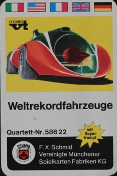 Schmid Spiele "Weltrekordfahrzeuge" 1968 Cardgame (5142)