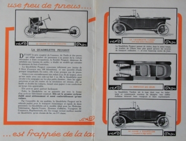 Peugeot La Quadrilette Modellprogramm 1920 Automobilprospekt (5349)