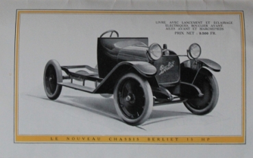 Berliet 15 HP Modellprogramm 1919 Automobilprospekt (5391)