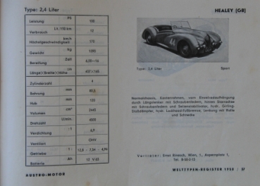 Austro Motor "Welttypenregister 1950" Vehicle-Yearbook (9618)