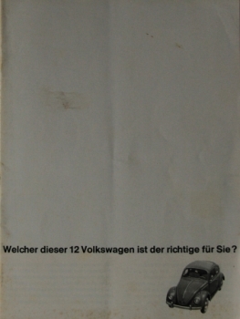 Volkswagen Käfer 1962 "Welcher dieser 12 VW ist der richtige für Sie?" Automobilprospekt (5600)