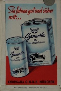 Genantin Entfernungsmesser 1953 Deutschland  "Anorgana Autokühler-Frostschutz" (5638)