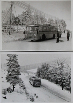 Büssing-NAG Bus im Harz 1955 zwei Werksfoto (5770)