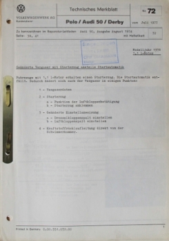 Volkswagen Polo Derby 1977 technical sheeds in file (6051)