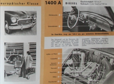 Steyr Fiat 1400 A Modelprogram 1953 Carbrochure (6198)
