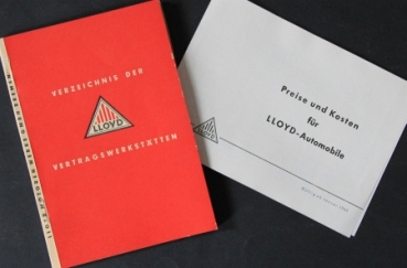 Lloyd Pricelist 1960 "Verzeichnis der Vertragswerkstaetten" Carbrochures (6341)