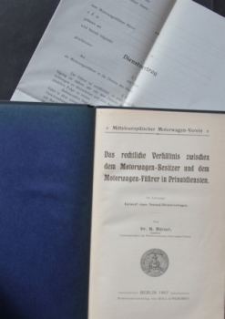 Bürner "Das rechtliche Verhaeltnis des Motorwagen-Führers in Privatdiensten" Law-History 1907 (6349)