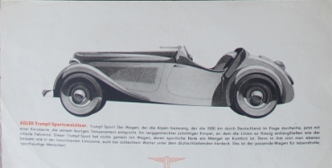 Adler Trumpf 1,7 Litre Modelprogram 1934 Reuters Carbrochure (6544)