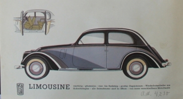 NSU Fiat 1500 Modelprogram 1938 Carbrochure (7434)