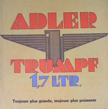 Adler Trumpf 1,7 Litre Modelprogram 1937 Carbrochure (6775)