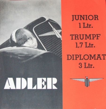 Adler Junior Diplomat Trumpf Modellprogramm 1935 Automobilprospekt (6779)