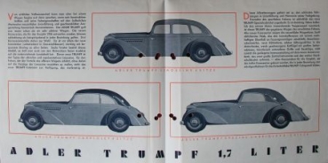 Adler Trumpf 1,7 Liter Modelprogram 1936 Carbrochure (6793)