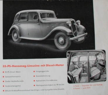 Hanomag Diesel Personalcars Modelprogram 1939 Carbrochure (8664)