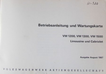Volkswagen Beetle 1967 Ownermanual (6820)