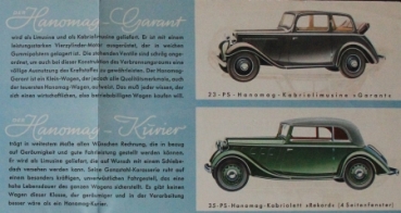 Hanomag Modellprogramm 1937 Automobilprospekt (5315)