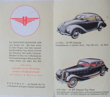 Hanomag Modelprogram 1939 Carbrochure (8666)