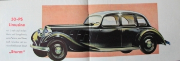 Hanomag 50 PS Sturm  Sedan Longchassis Modelprogram 1936 Carbrochure (3211)