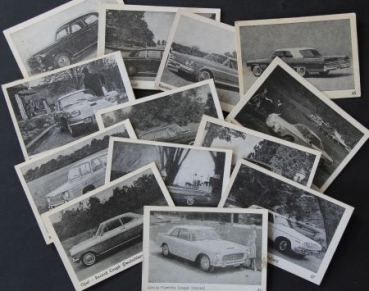 Scrap-Pictures 13 different europeen Automobiles 1965 carton (6826)