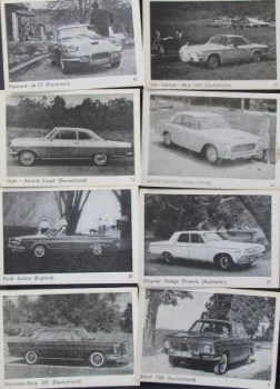 Scrap-Pictures 13 different europeen Automobiles 1965 carton (6826)