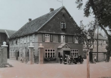 Dapolin Gasstation 1928 "Zum Posthof" with Adler Convertible original photo (2810)