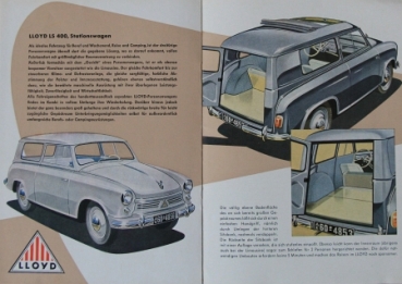 Lloyd LP 400 Modelprogramm 1958 Carbrochure (8468)