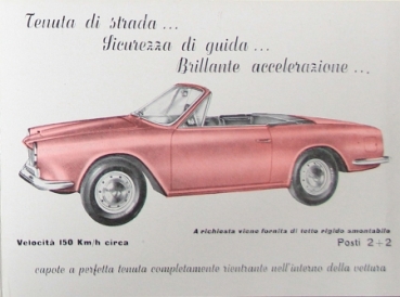 Moretti 1100 Coupe Spider Modellprogramm 1959 Automobilprospekt (8501)