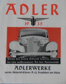 Adler Trumpf Modelprogram 1935 Carbrochure (7015)