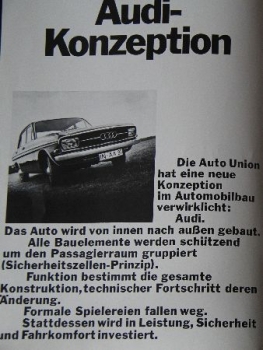 Audi 80 Modellprogramm 1968 "Thema Sicherheit" Automobilprospekt (7028)