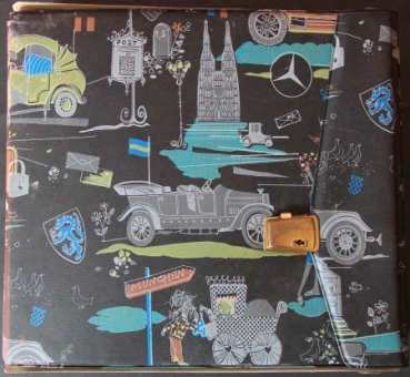 Auto-Archivierungsbox 1955 mit Automobil-Motiven und Firmenlogos Kunststoff (7044)