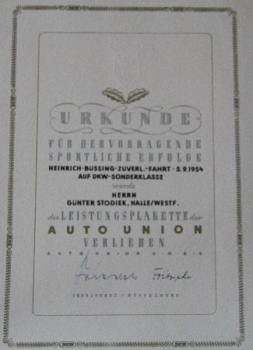 Auto Union Racingdocument 1954 (7064)