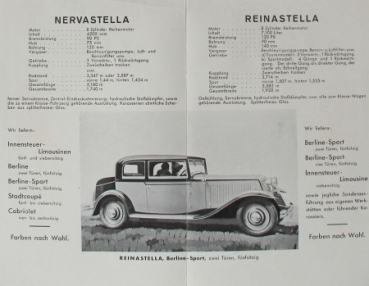 Renault Nervastella Reinastella Modelprogram 1926 Carbrochure (7271)