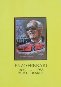 Ferrari "Enzo Ferrari zum Gedenken" 1988 Automobilprospekt (2142)
