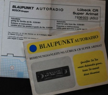 Blaupunkt Luebeck CR Super Arimat Carradio 1974 Owner Manual (7114)