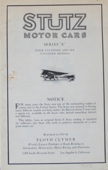 Stutz Motor Cars Series E 1913 Automobilprospekt (4519)
