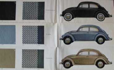 Preview: Volkswagen Käfer 1200 Modellprogramm 1958 Farbenkarten Automobilprospekt (1101)