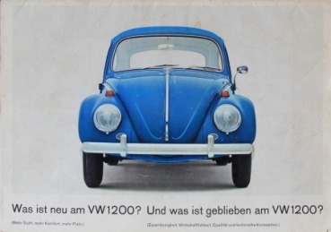 Volkswagen Käfer Modellprogramm 1964 "Was ist neu am VW 1200?" Automobilprospekt (0862)