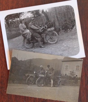 NSU DKW Motorräder in Westfalen 1928 zwei Originalfotos (2606)