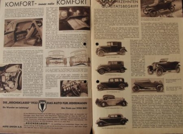 Auto-Union Modelprogram 1933 "Einst und jetzt" Carbrochure (7037)