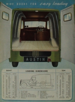 Austin Eight-Ten Vans Modelprogram 1939 "You can depend on it" Truckbrochure (4099)